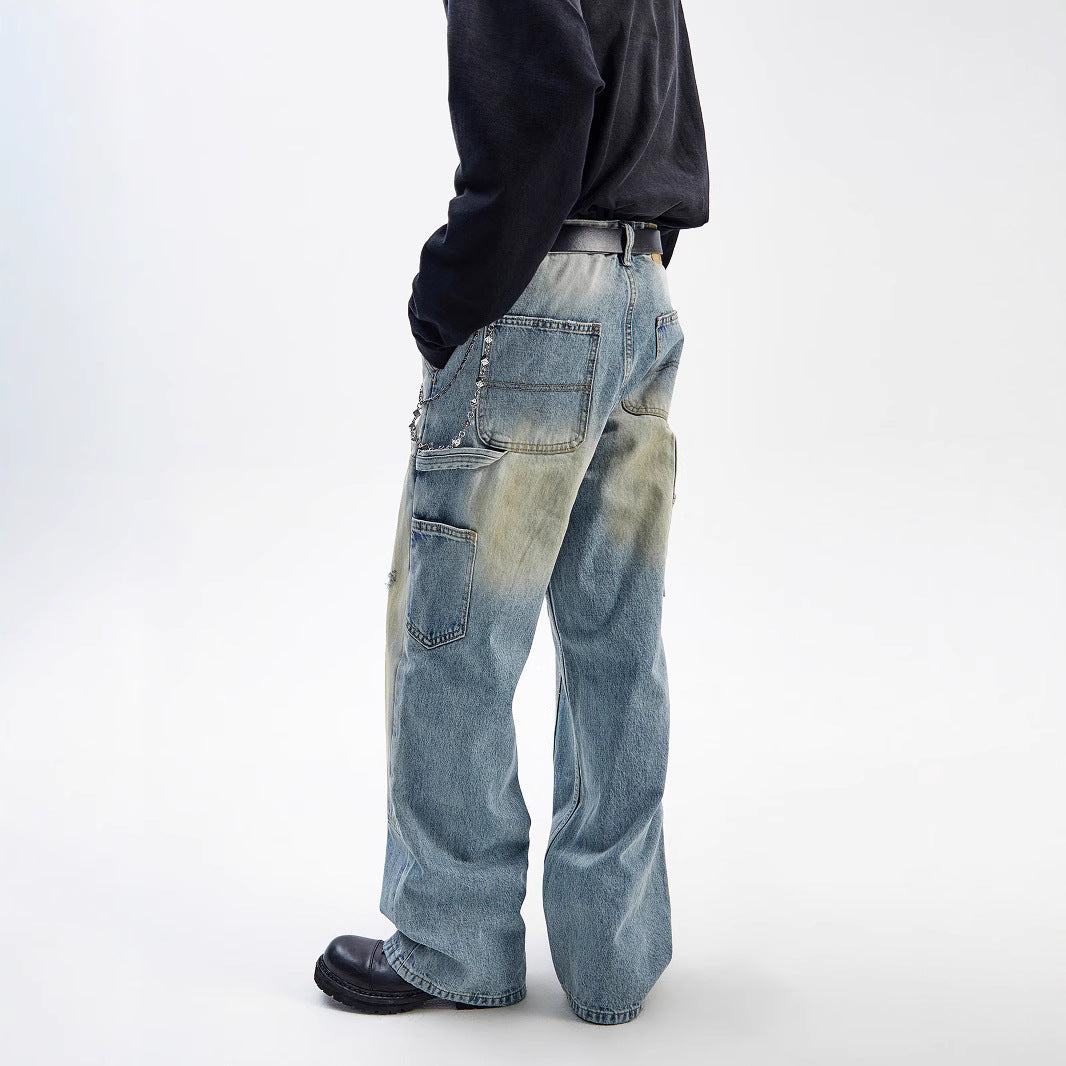 American Style Washed-out Vintage Straight Casual Loose Jeans