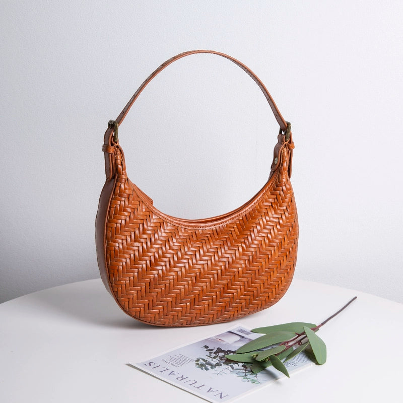 Fuer French Handmade Minimalist Genuine Leather Underarm Bag – Crescent Weave Design - Premium handbag from dsers - Just $125.99! Shop now at Lizard Vigilante