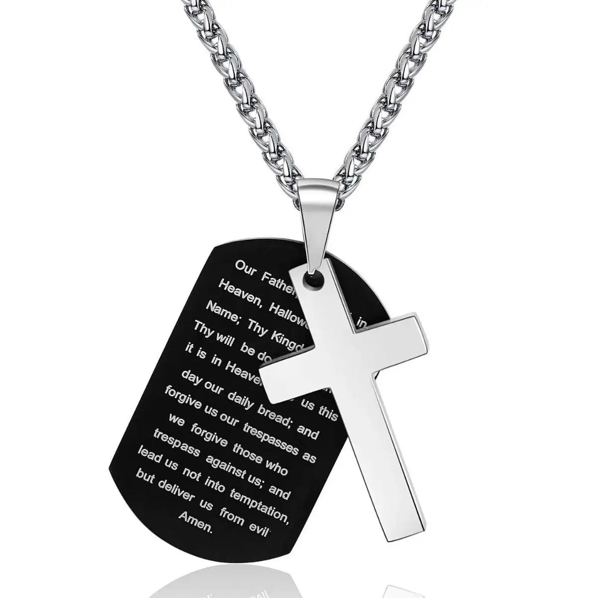Men's Stainless Steel Scripture Cross Necklace