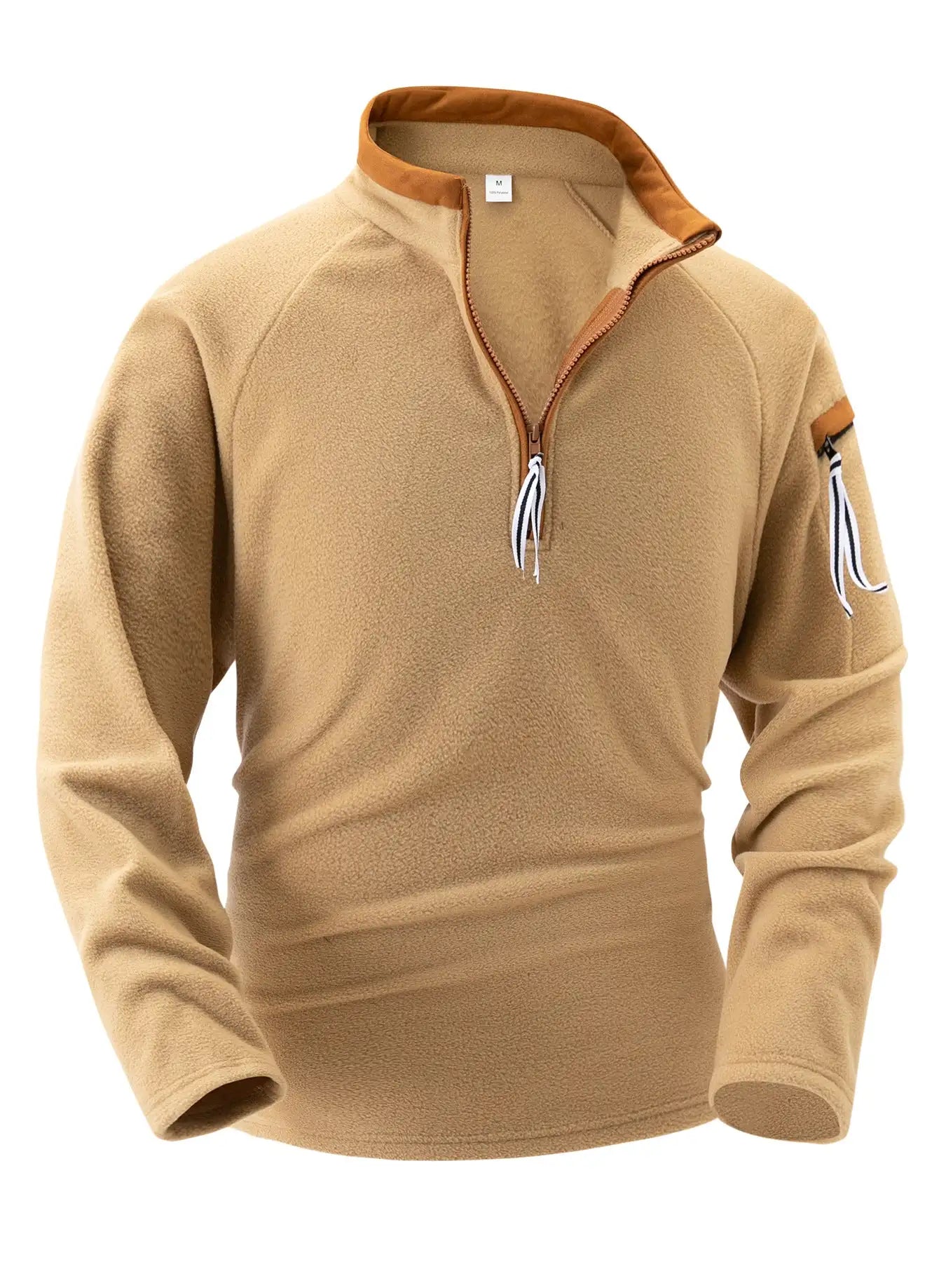 Stand Collar Half Zip Long Sleeve Tactical Arm Zipper Sweater