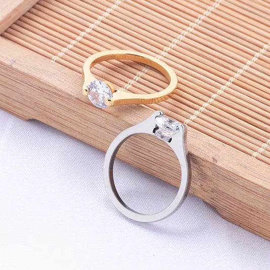 Fashion Diamond Ring Titanium Steel Ornament Simple Female Niche Jewelry Stainless Steel