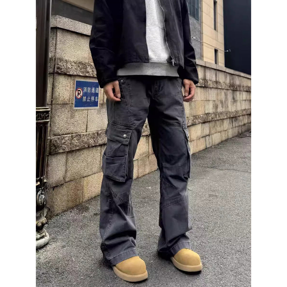 Retro Street Large Workwear With Pocket Casual Pants