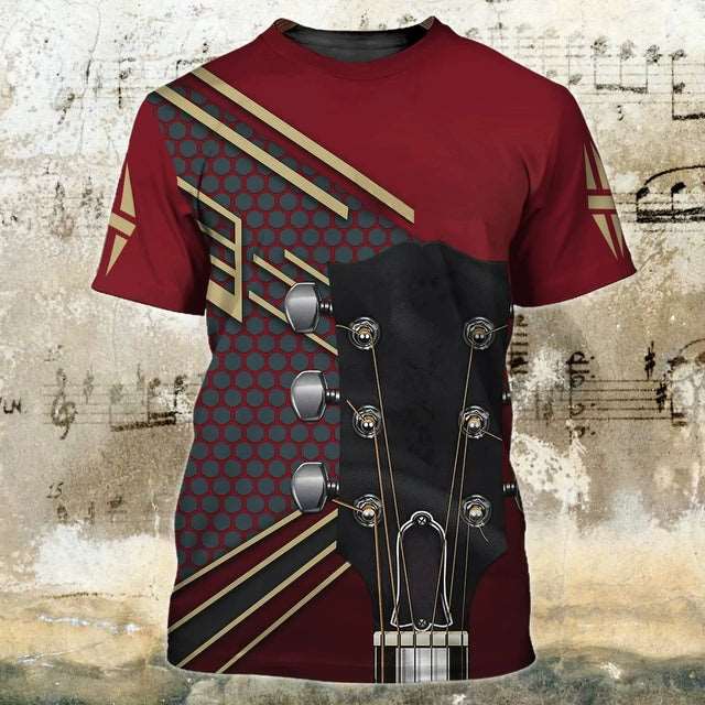 3D Guitarist Gift Printed Loose Fitting Fun Short Sleeve Guitars T-shirt Printed Loose Short Sleeve 6 String T-shirt - Premium  from Lizard Vigilante - Just $21.99! Shop now at Lizard Vigilante