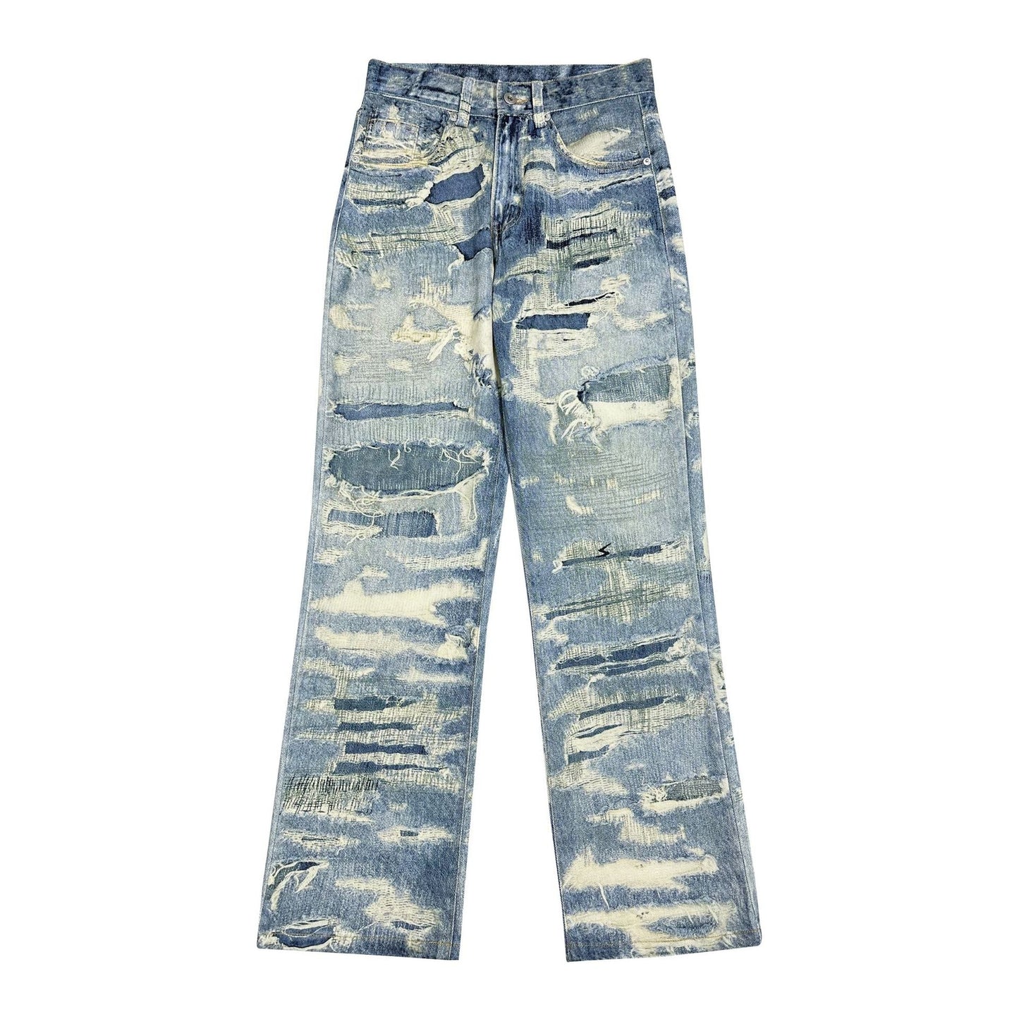 American Street Fashion Ripped Cool Loose Denim Trousers