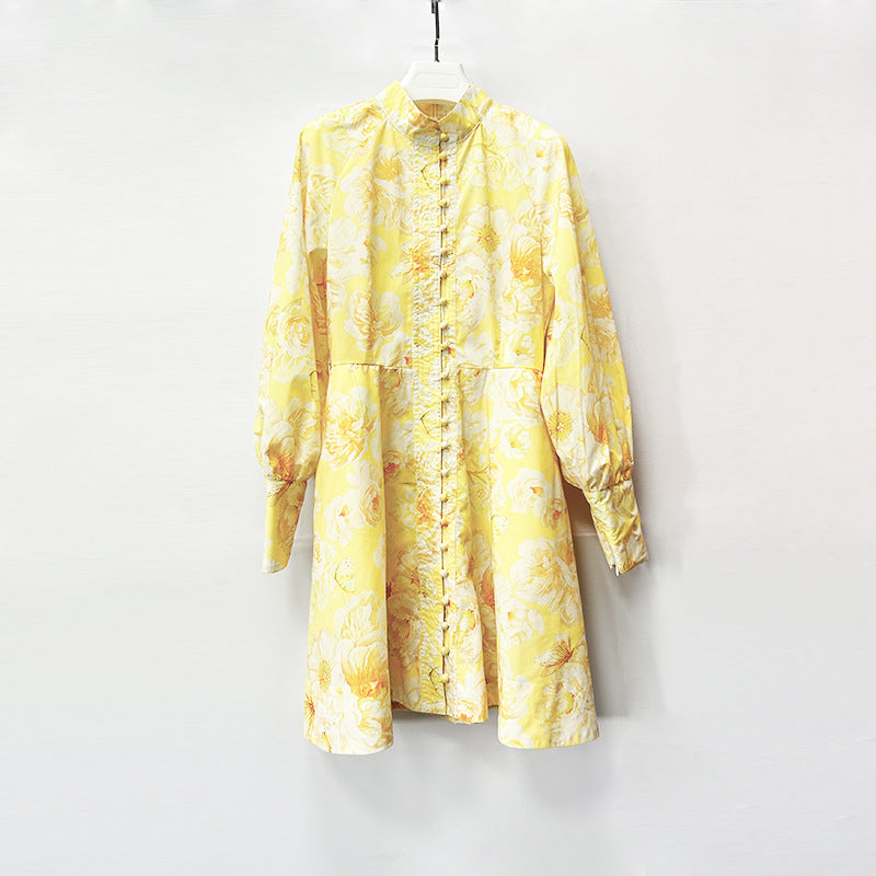 Belt Lantern Sleeve Holiday Swing Dress