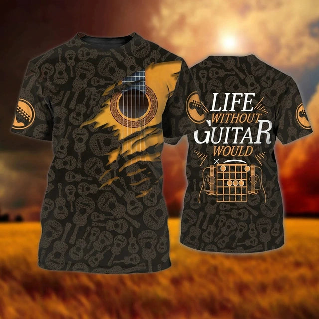 3D Guitarist Gift Printed Loose Fitting Fun Short Sleeve Guitars T-shirt Printed Loose Short Sleeve 6 String T-shirt - Premium  from Lizard Vigilante - Just $21.99! Shop now at Lizard Vigilante