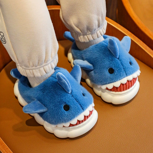 Children's Waterproof Cotton Slippers with Cute Shark Pattern - Non-Slip Indoor Footwear for Autumn and Winter - Premium slippers from Lizard Vigilante - Just $23.88! Shop now at Lizard Vigilante