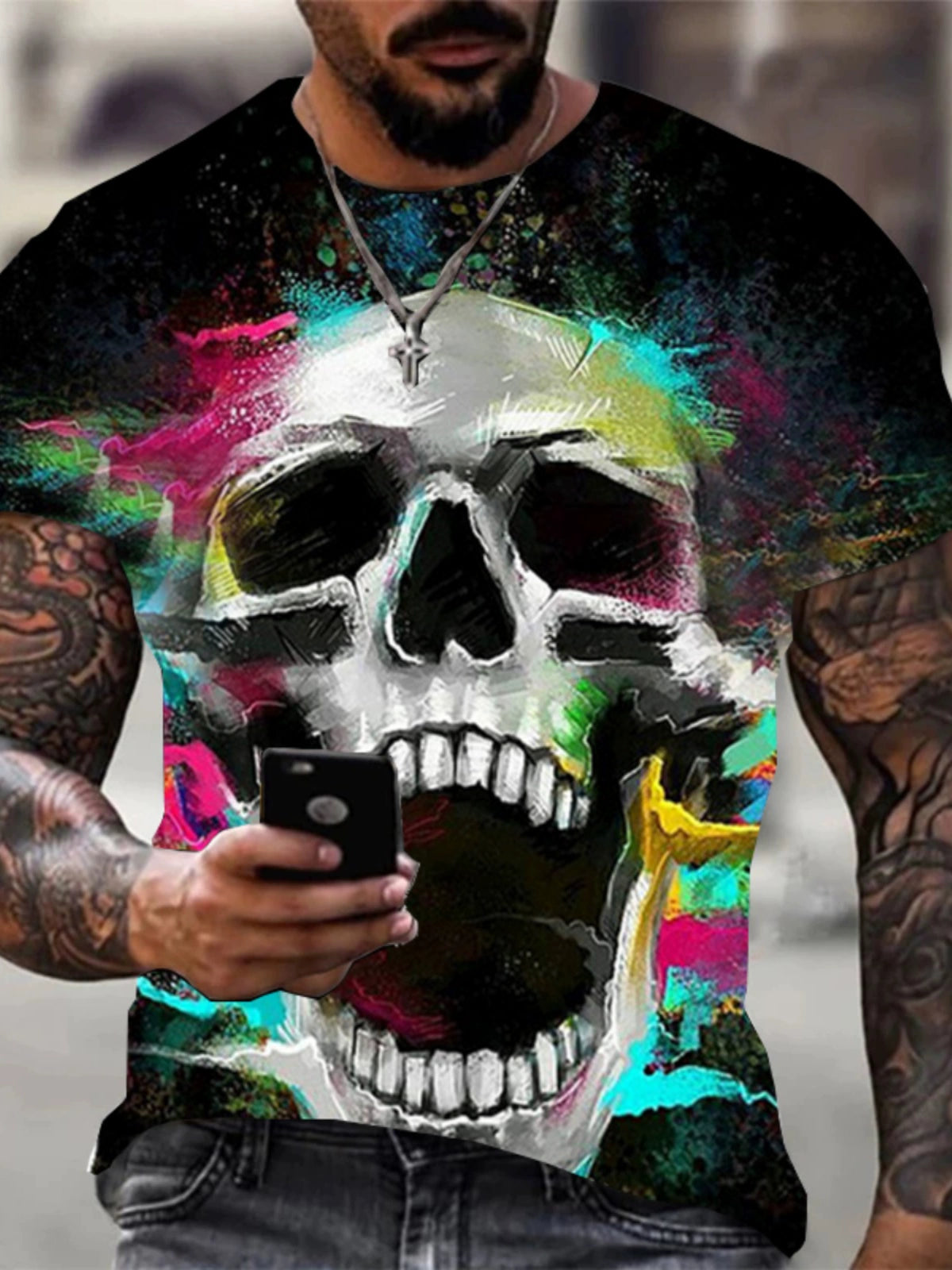 3D Skull Print Large Size Short Sleeve 3D Skull Print Plus Size Short Sleeve - Premium T-shirt from Lizard Vigilante - Just $23.99! Shop now at Lizard Vigilante