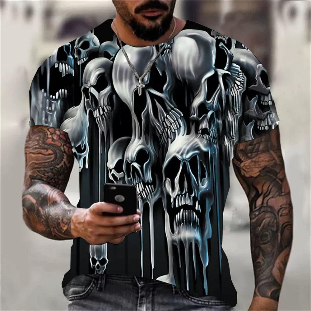 3D Skeleton Loose Round Collar T-shirt Casual 3D Skull Loose Crew Neck T-shirt - Premium T-Shirt from Lizard Vigilante - Just $22.99! Shop now at Lizard Vigilante