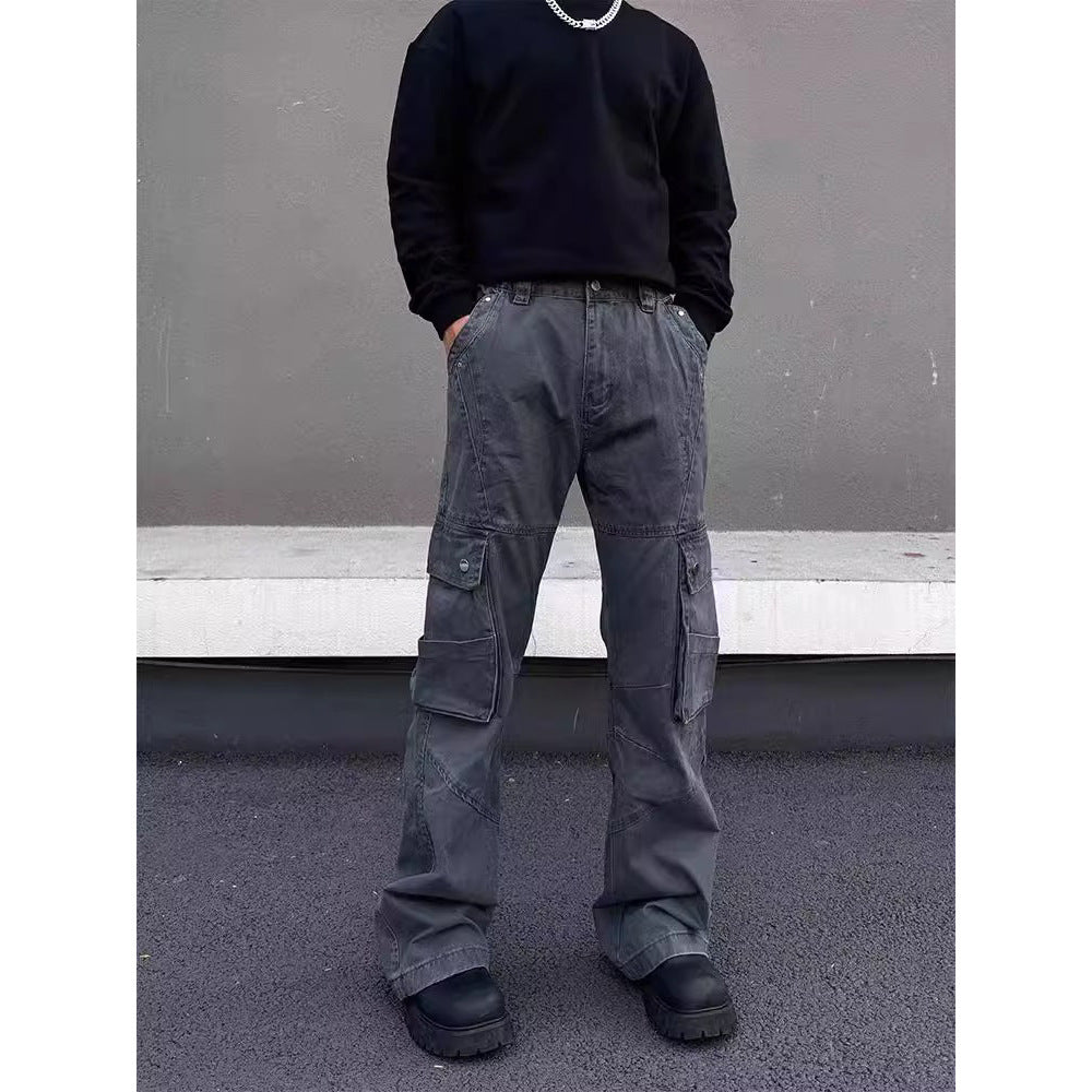 Retro Street Large Workwear With Pocket Casual Pants