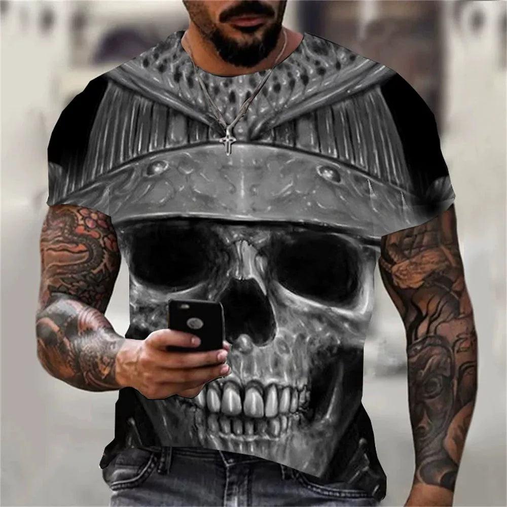 3D Skeleton Loose Round Collar T-shirt Casual 3D Skull Loose Crew Neck T-shirt - Premium T-Shirt from Lizard Vigilante - Just $22.99! Shop now at Lizard Vigilante