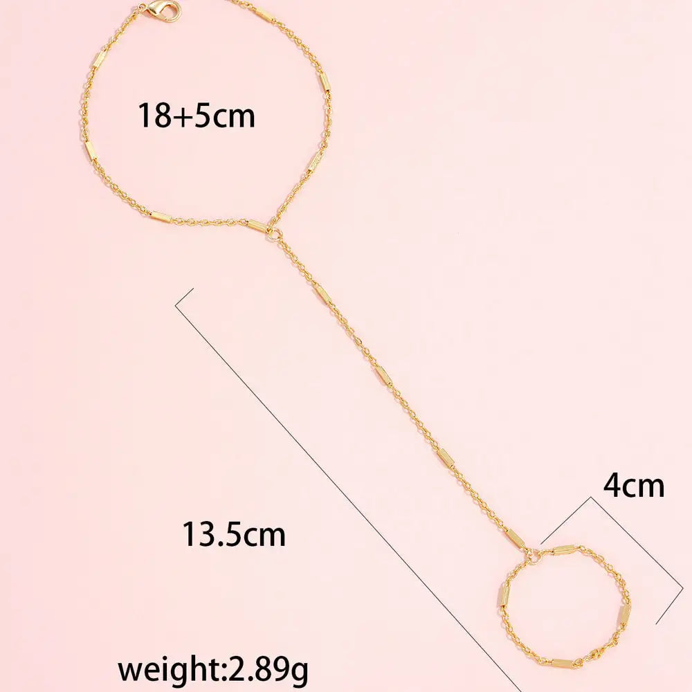 Women's Beach Ring Bracelet Integrated Chain