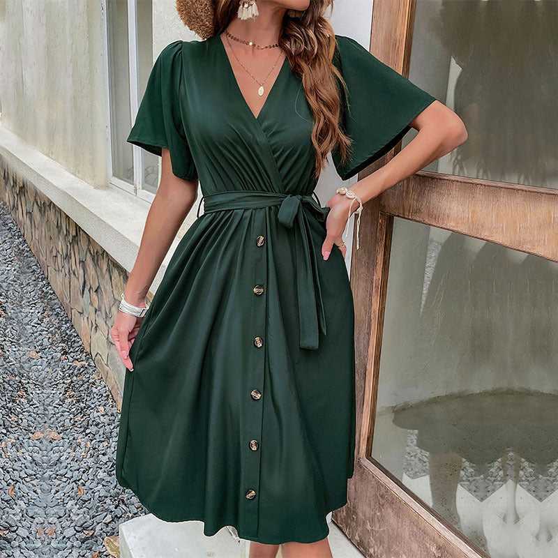 Commuters' Best Selling Bell Sleeve Waist Tie Dress