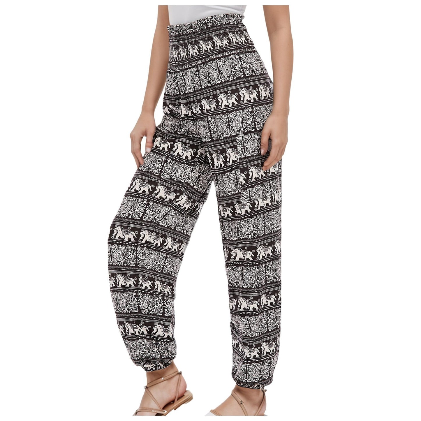 Women's Striped Digital Floral Print Casual Jumpsuit