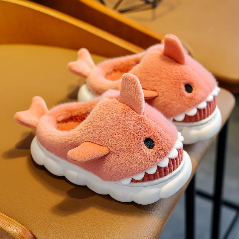 Children's Waterproof Cotton Slippers with Cute Shark Pattern - Non-Slip Indoor Footwear for Autumn and Winter - Premium slippers from Lizard Vigilante - Just $23.88! Shop now at Lizard Vigilante