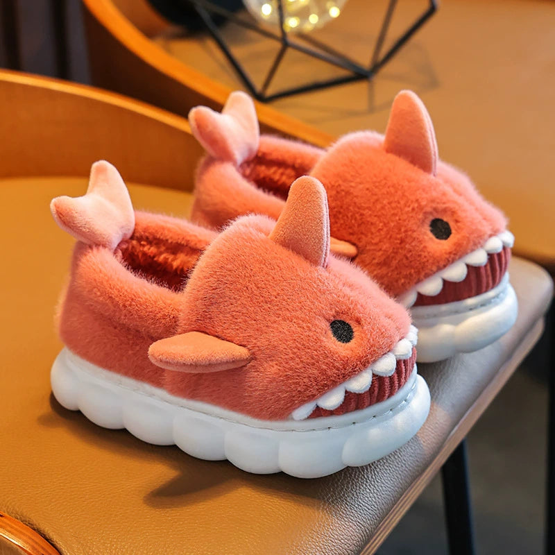 Children's Waterproof Cotton Slippers with Cute Shark Pattern - Non-Slip Indoor Footwear for Autumn and Winter - Premium slippers from Lizard Vigilante - Just $23.88! Shop now at Lizard Vigilante