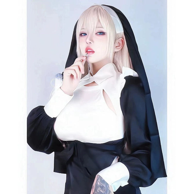 Nun's Outfit Cos Sexy Tight Clothes Cross-Dressing Cosplay Costume Slim Looking Maid Style Dress Pure Desire Plus Size - Premium  from Lizard Vigilante - Just $15.99! Shop now at Lizard Vigilante