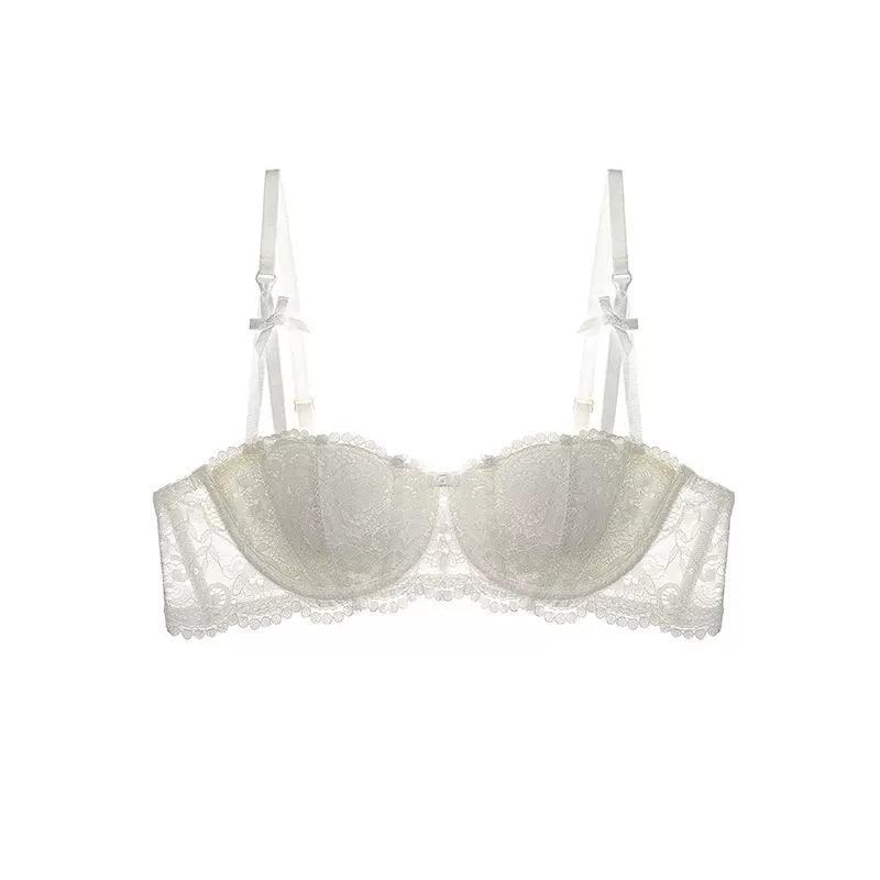 Half Cup V Type Bra Ultra-Thin Pure White Black or Red Lace - Lizard Vigilante