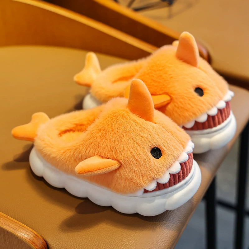 Children's Waterproof Cotton Slippers with Cute Shark Pattern - Non-Slip Indoor Footwear for Autumn and Winter - Premium slippers from Lizard Vigilante - Just $23.88! Shop now at Lizard Vigilante