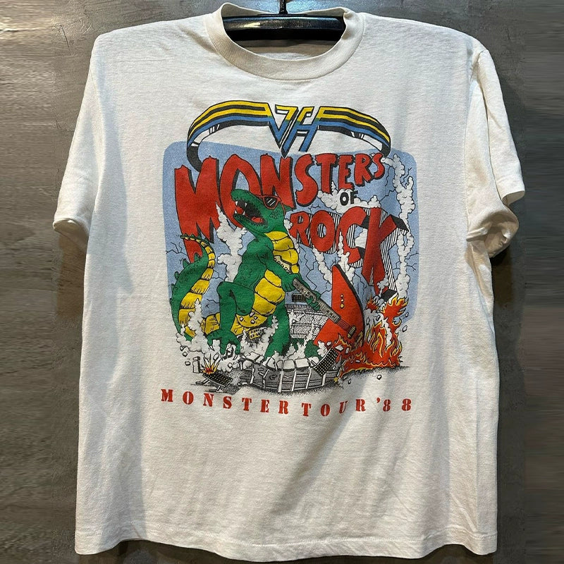 Monsters of Rock Old Metal Rock Band Short Sleeve Vintage American Retro T-shirt Men - Lizard Vigilante