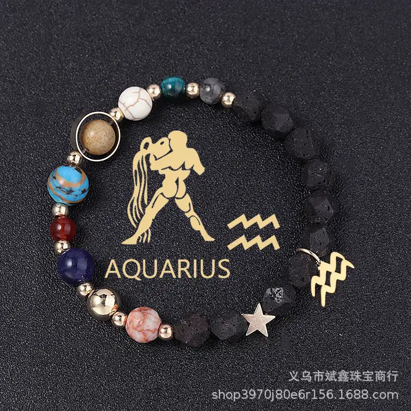 Natural Volcanic Rock Twelve Constellations Bracelets Fashion European And American Style
