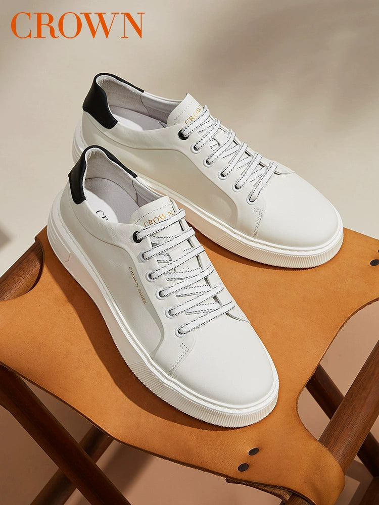 Walk on Clouds: Crown's Luxurious Leather Sneakers for Effortless Elegance - Premium sneakers from Lizard Vigilante - Just $181.08! Shop now at Lizard Vigilante