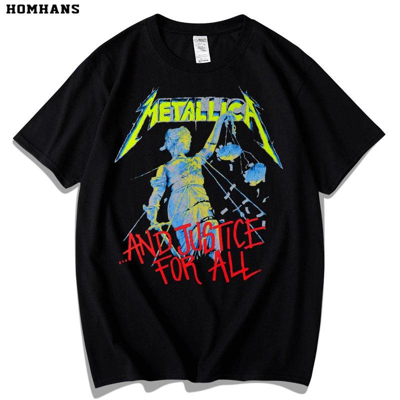 Metallica Heavy Metal Band Scales of Justice Balance Cover Rock Music Pure Cotton Men and Women Loose plus Size - Lizard Vigilante