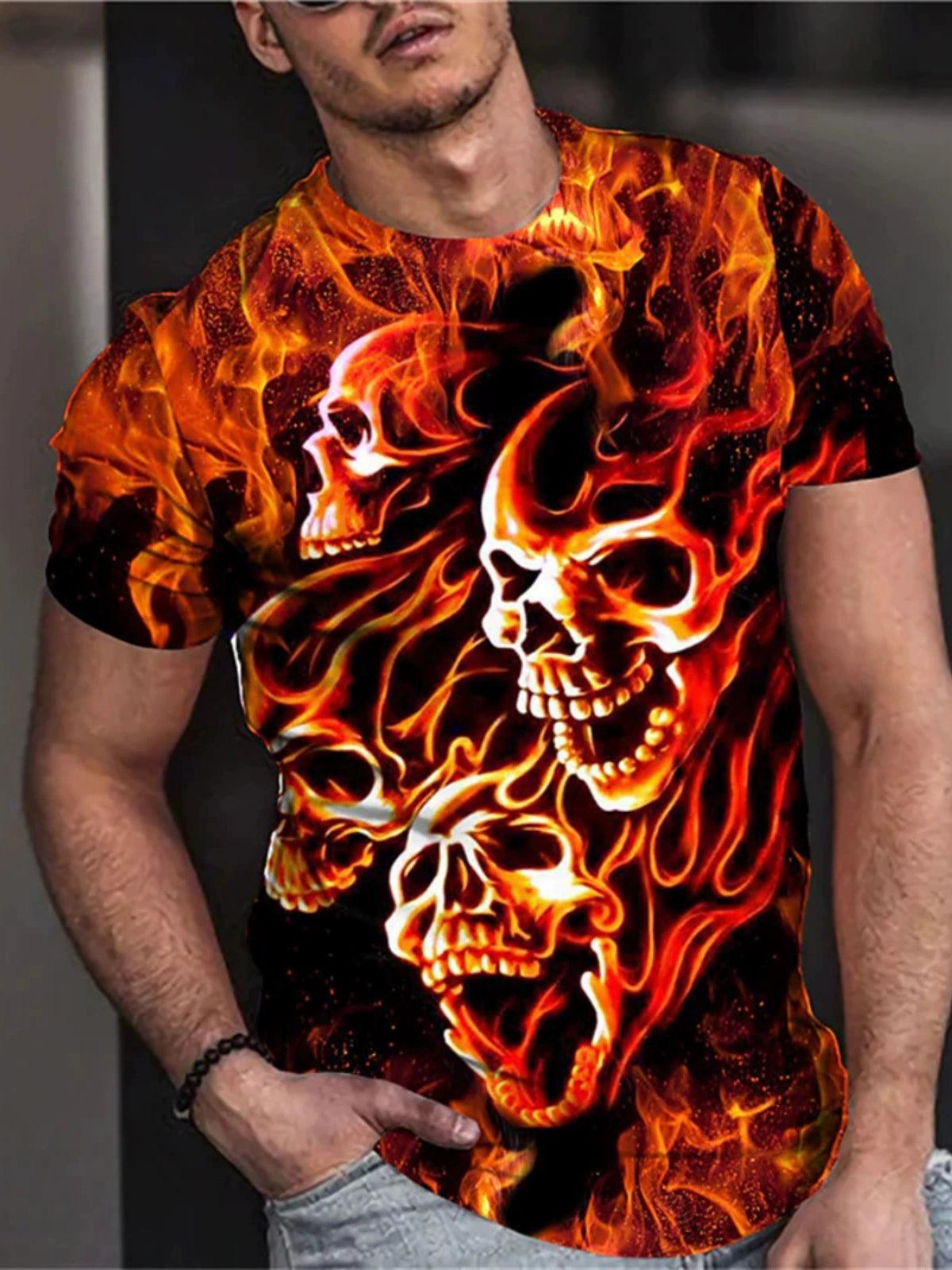 3D Skeleton Loose Round Collar T-shirt Casual 3D Skull Loose Crew Neck T-shirt - Premium T-Shirt from Lizard Vigilante - Just $22.99! Shop now at Lizard Vigilante