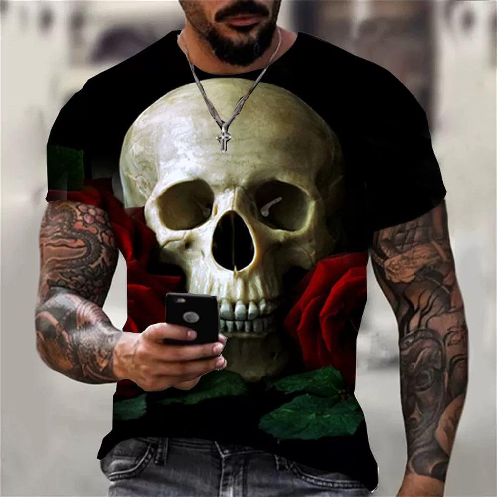 3D Skeleton Loose Round Collar T-shirt Casual 3D Skull Loose Crew Neck T-shirt - Premium T-Shirt from Lizard Vigilante - Just $22.99! Shop now at Lizard Vigilante