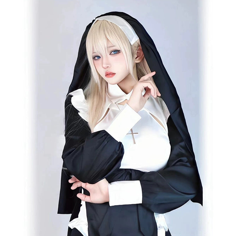 Nun's Outfit Cos Sexy Tight Clothes Cross-Dressing Cosplay Costume Slim Looking Maid Style Dress Pure Desire Plus Size - Premium  from Lizard Vigilante - Just $15.99! Shop now at Lizard Vigilante