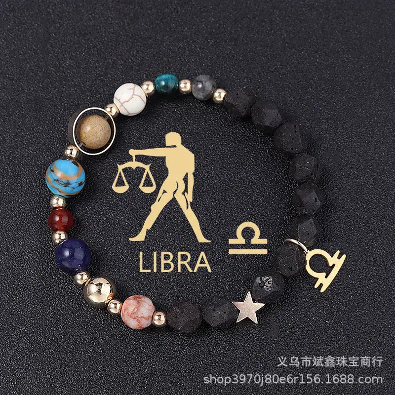 Natural Volcanic Rock Twelve Constellations Bracelets Fashion European And American Style