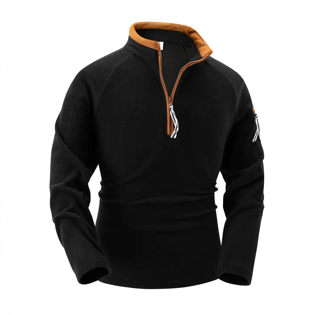 Stand Collar Half Zip Long Sleeve Tactical Arm Zipper Sweater
