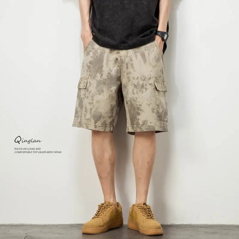 Men's Loose Desert Camouflage Denim Shorts