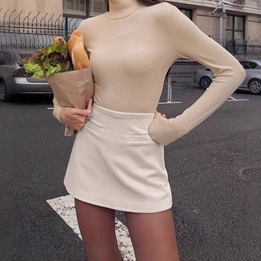 Suede Skirt Autumn Winter High Waist Hip Wrapped Women Clothing Skirt