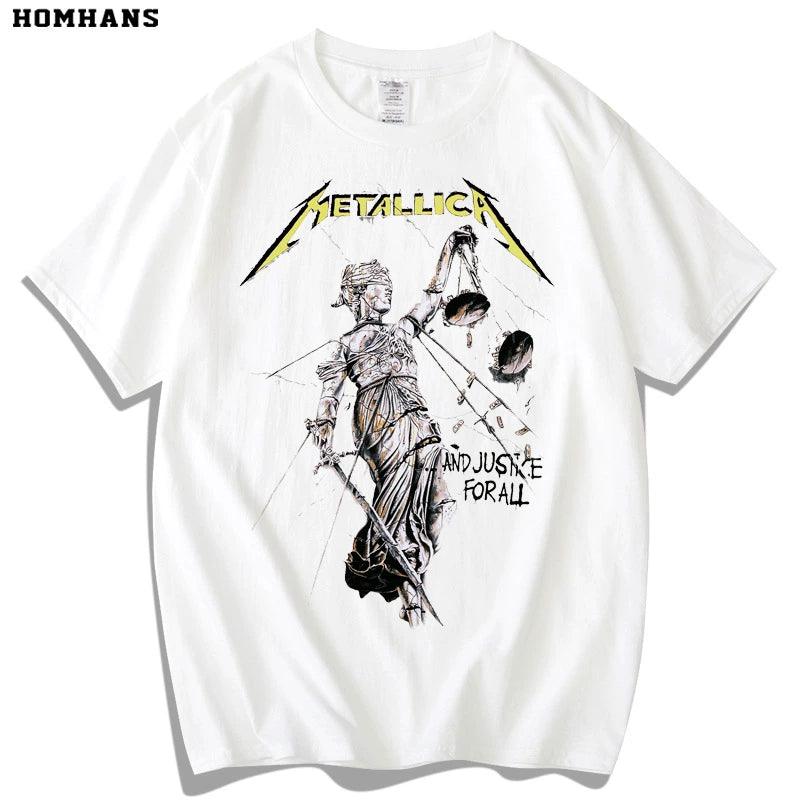 Metallica Heavy Metal Band Scales of Justice Balance Cover Rock Music Pure Cotton Men and Women Loose plus Size - Lizard Vigilante