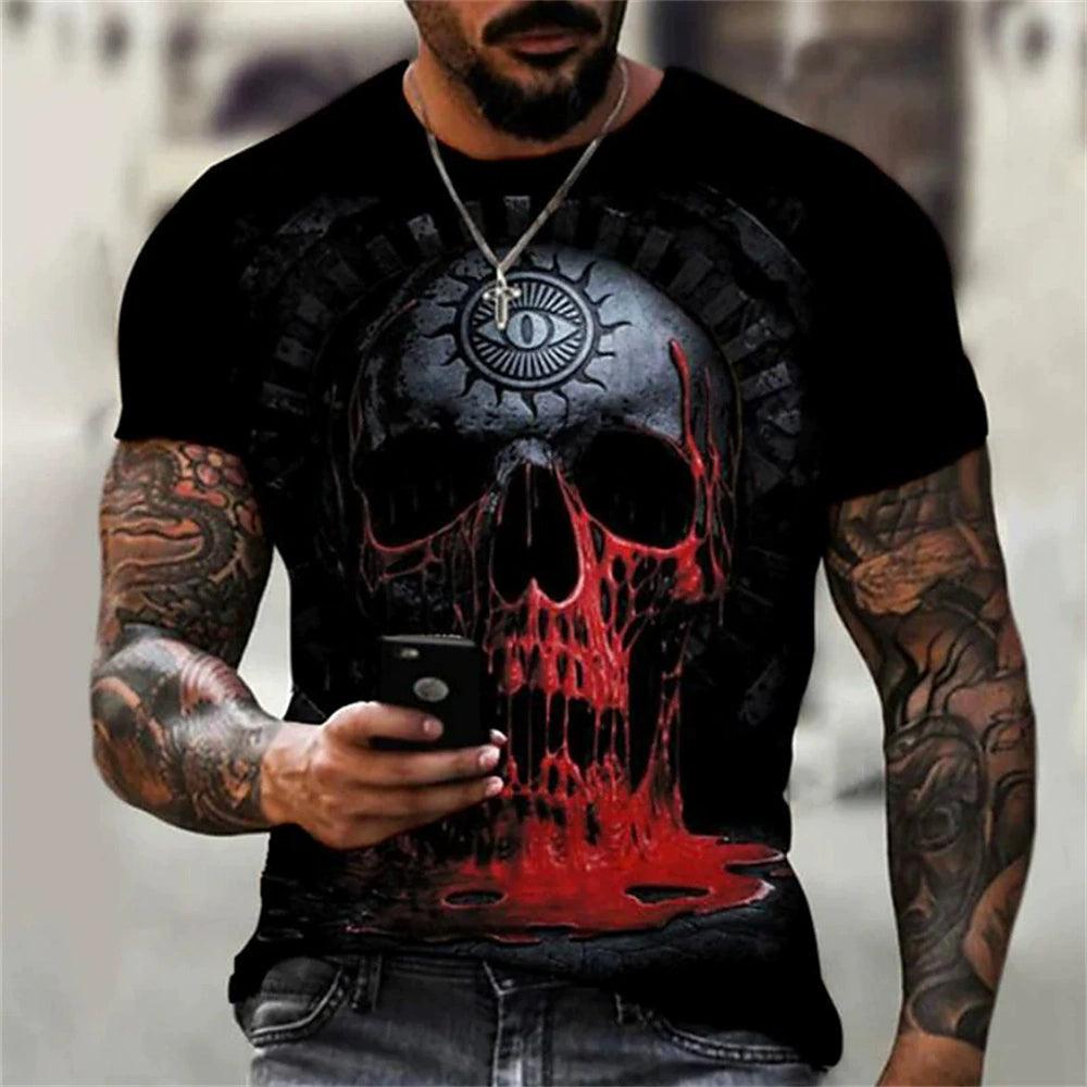 3D Skeleton Loose Round Collar T-shirt Casual 3D Skull Loose Crew Neck T-shirt - Premium T-Shirt from Lizard Vigilante - Just $22.99! Shop now at Lizard Vigilante