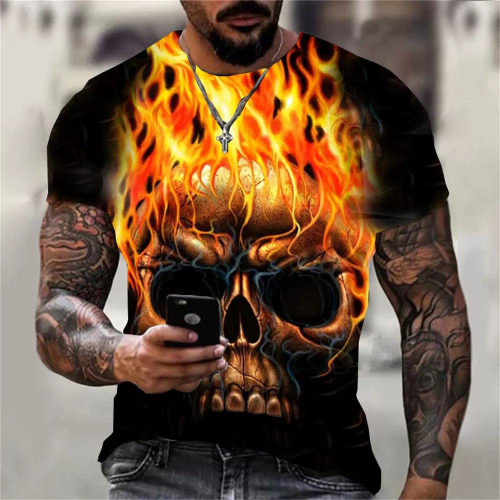 3D Skeleton Loose Round Collar T-shirt Casual 3D Skull Loose Crew Neck T-shirt - Premium T-Shirt from Lizard Vigilante - Just $22.99! Shop now at Lizard Vigilante