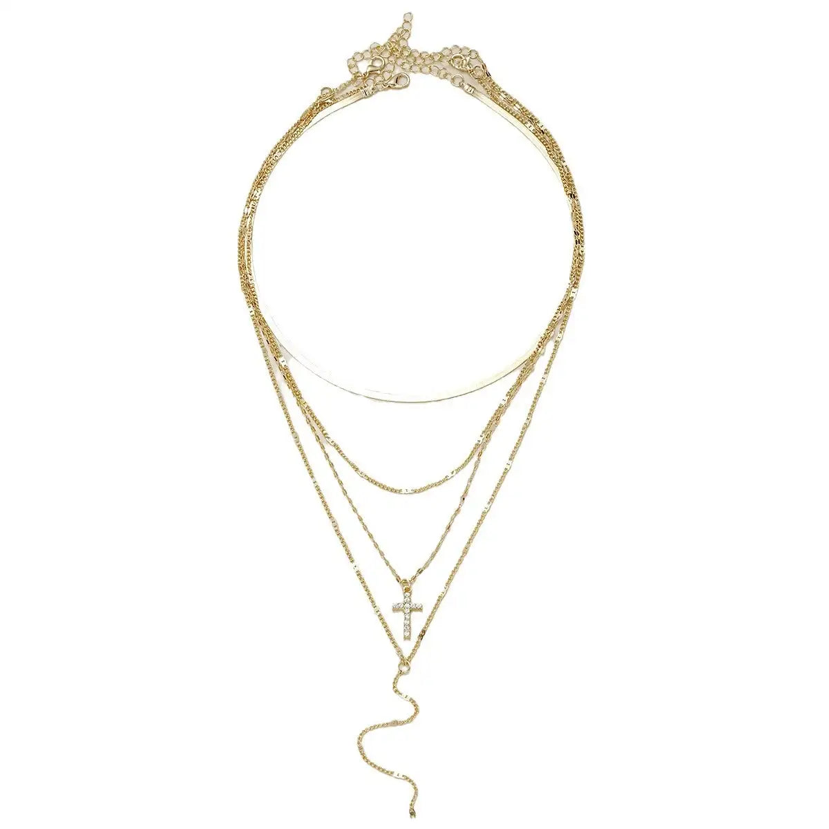 Fashion Special-interest Vintage Cross Pendant Clavicle Chain Multi-layer