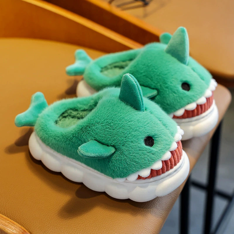 Children's Waterproof Cotton Slippers with Cute Shark Pattern - Non-Slip Indoor Footwear for Autumn and Winter - Premium slippers from Lizard Vigilante - Just $23.88! Shop now at Lizard Vigilante