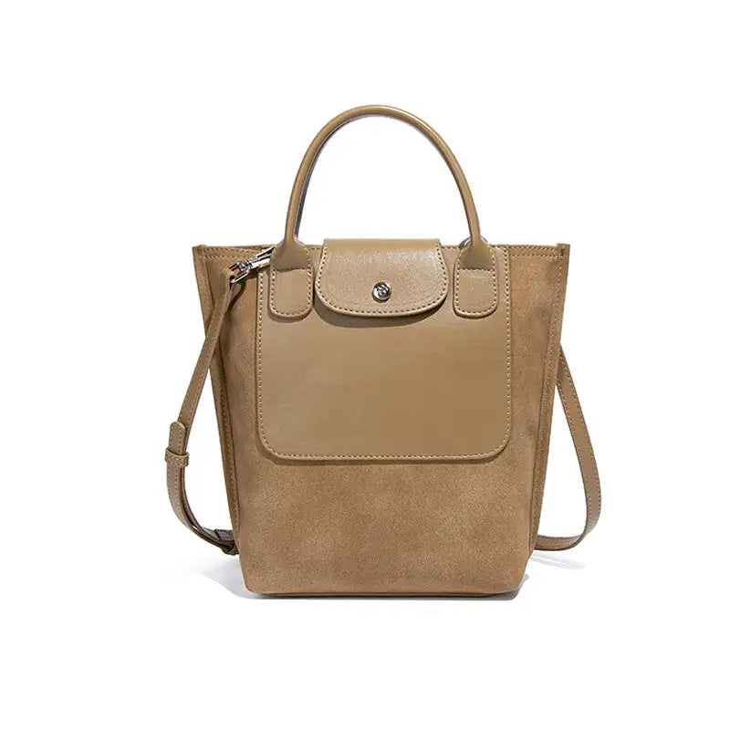 Women's Suede Stitching One-shoulder Bucket Bag