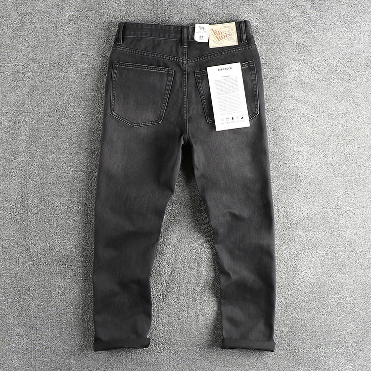 Fashion American Washed Black Gray Jeans Men