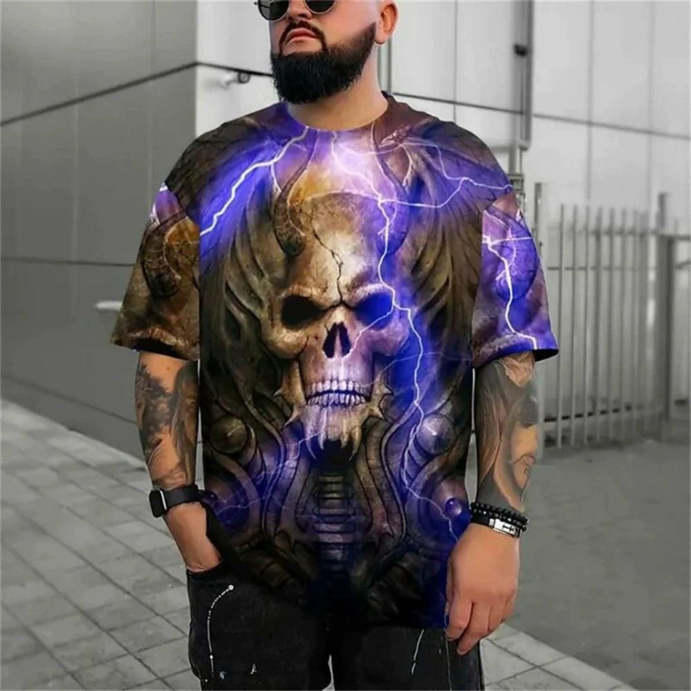 3D Skeleton Loose Round Collar T-shirt Casual 3D Skull Loose Crew Neck T-shirt - Premium T-Shirt from Lizard Vigilante - Just $22.99! Shop now at Lizard Vigilante