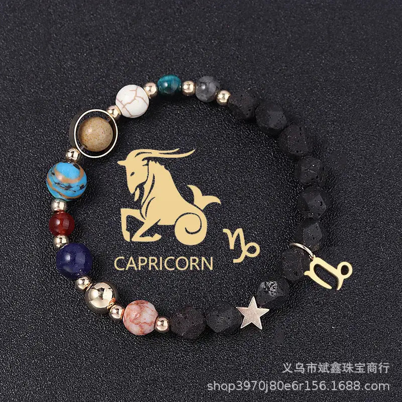 Natural Volcanic Rock Twelve Constellations Bracelets Fashion European And American Style