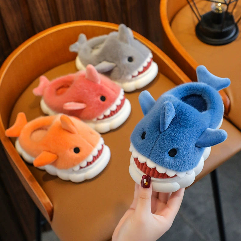 Children's Waterproof Cotton Slippers with Cute Shark Pattern - Non-Slip Indoor Footwear for Autumn and Winter - Premium slippers from Lizard Vigilante - Just $23.88! Shop now at Lizard Vigilante