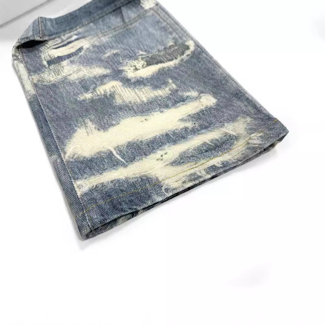 American Street Fashion Ripped Cool Loose Denim Trousers