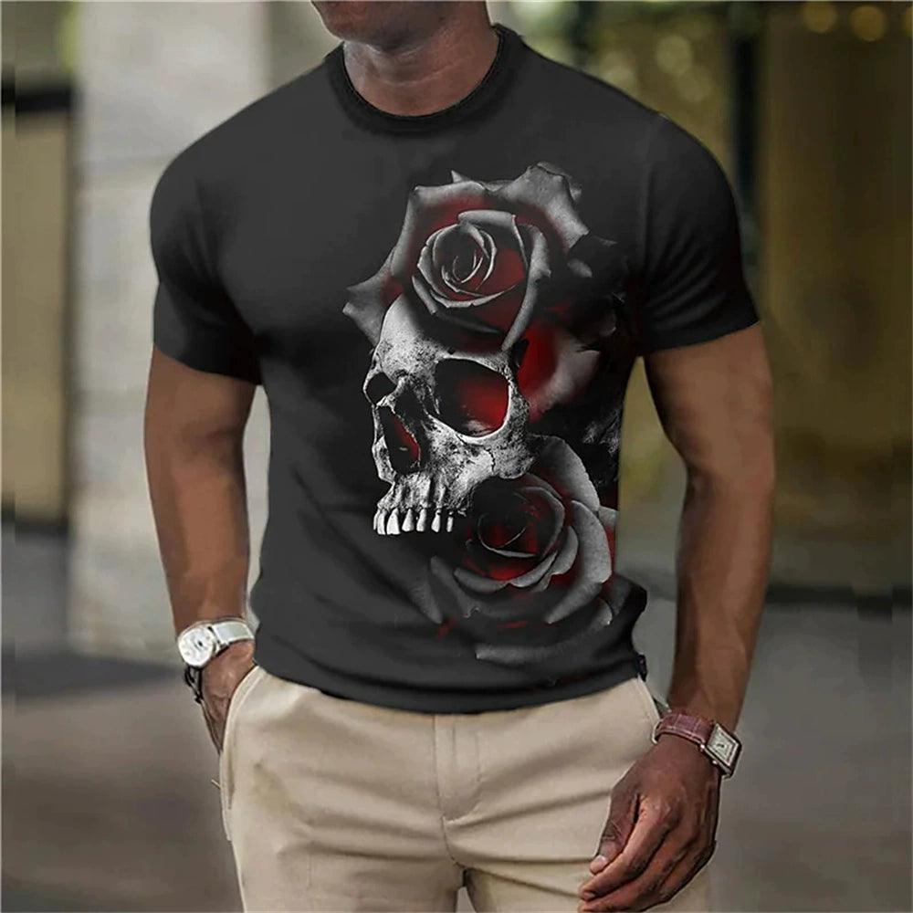 3D Skeleton Loose Round Collar T-shirt Casual 3D Skull Loose Crew Neck T-shirt - Premium T-Shirt from Lizard Vigilante - Just $22.99! Shop now at Lizard Vigilante