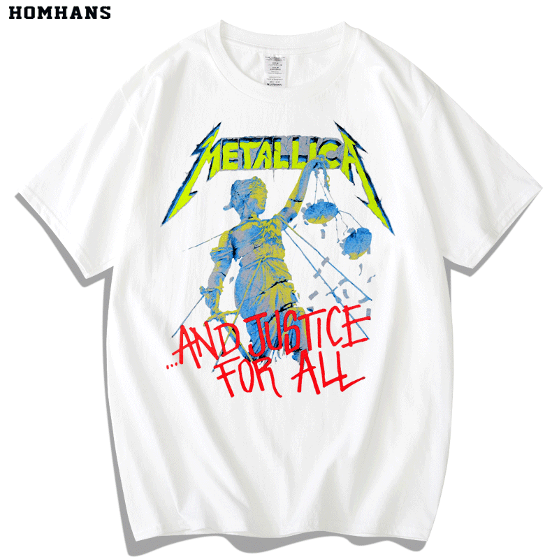 Metallica Heavy Metal Band Scales of Justice Balance Cover Rock Music Pure Cotton Men and Women Loose plus Size - Lizard Vigilante