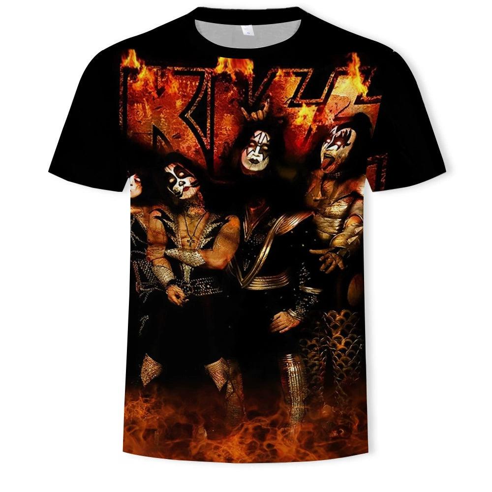 KISS Skull Print Slim Fit Crewneck T-Shirt - Popular Short Sleeve Tee - Premium t-shirt from Lizard Vigilante - Just $22.99! Shop now at Lizard Vigilante