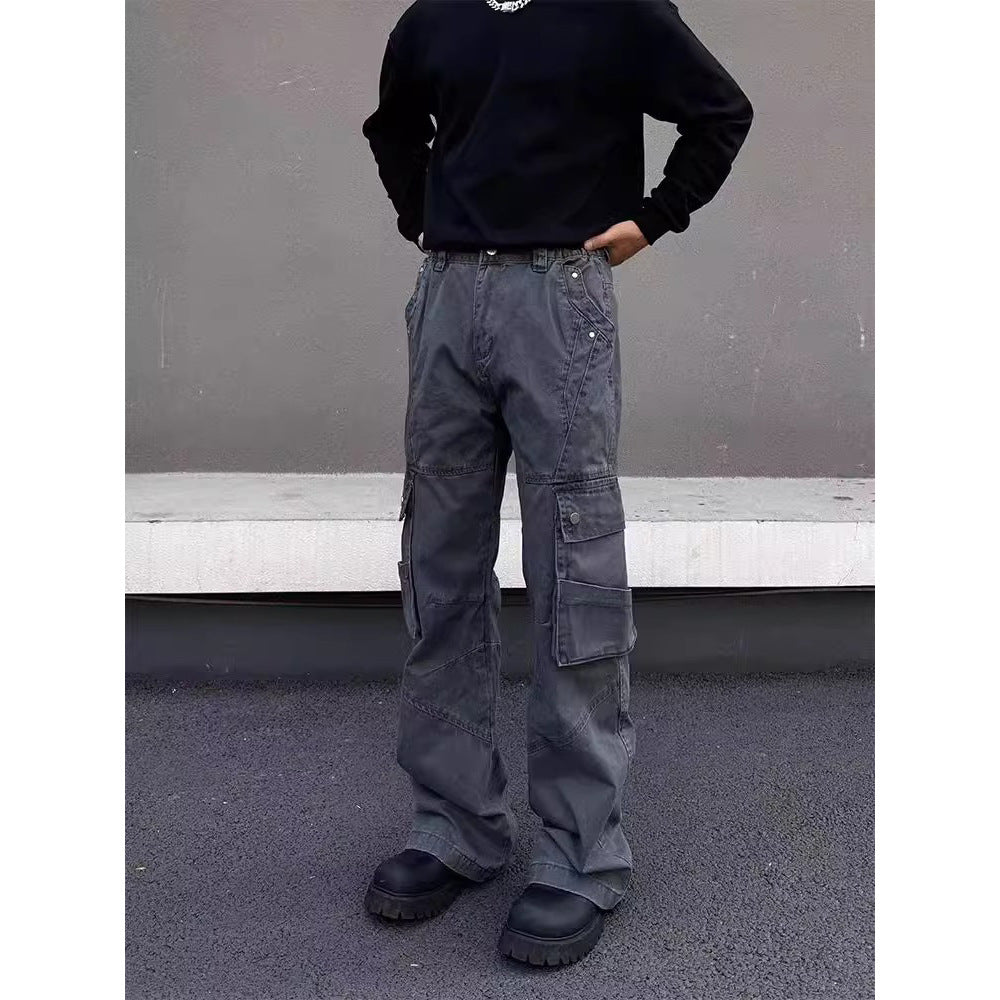 Retro Street Large Workwear With Pocket Casual Pants