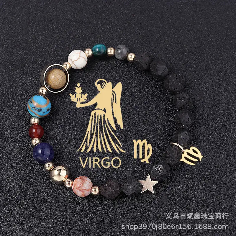 Natural Volcanic Rock Twelve Constellations Bracelets Fashion European And American Style